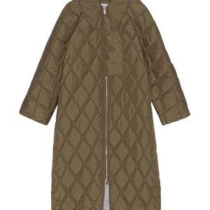 Ganni Ripstop Quilt Coat in green